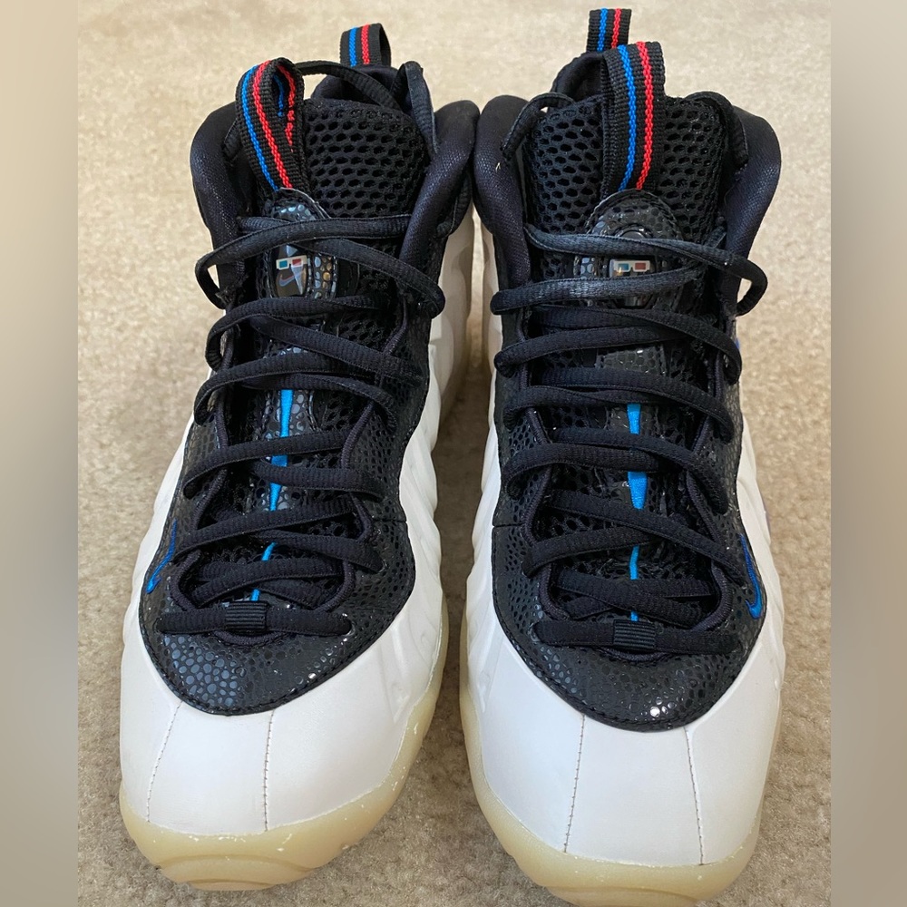 Nike Air Little Posite Foamposite Pro White Blue Black 3D GS Sz 7Y (644792-102)